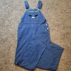 Liberty Overalls Mens 36x32 Blue Canvas Bib Carpenter Work Wear Farm Denim Jeans
